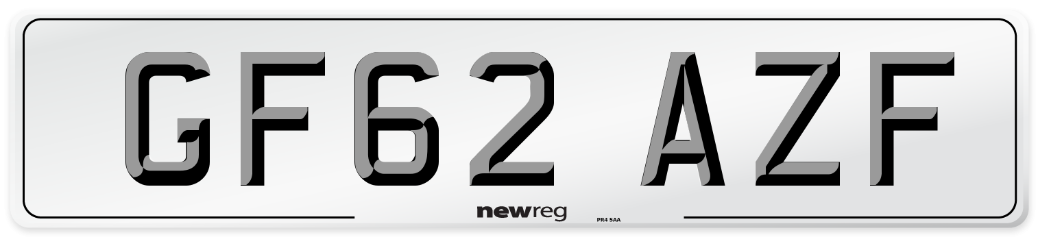 GF62 AZF Number Plate from New Reg